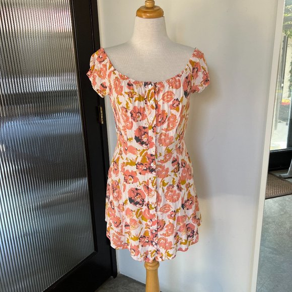 Free People button down Floral Baby Doll Mini Dress - Picture 1 of 4